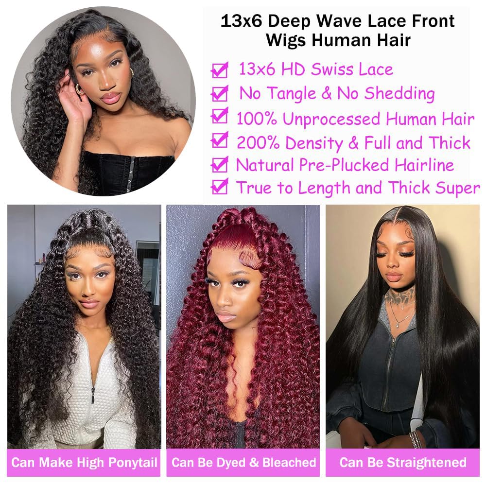 200 Density Loose Wave 13x6 13x7 HD Lace Front Human Hair Wig Brazilian 30 34 Inch Curly Wigs Deep Wave 13x4 Lace Frontal Wig - 200165144 - View #9