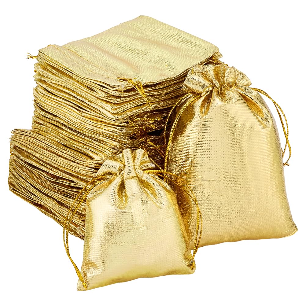PH PandaHall 100pcs 2 Sizes Gold Organza Bags Jewellery Gift Bag