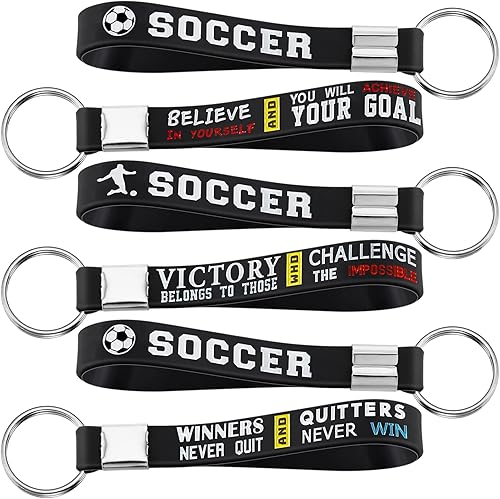 MTLEE Llaveros de fútbol con citas motivacionales, llavero de fútbol, regalos de fiesta para recompensa escolar de carnaval (24 piezas)