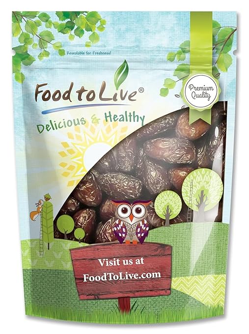 Medjool Dates, 1 Pound - Non-GMO Verified, Large Dried Meaty Dates with Pits, Unsweetened, Unsulphured, Vegan, Sirtfood, Bulk. Good Source of Potassium and Fiber. Great for Snacking, Baking, Desserts