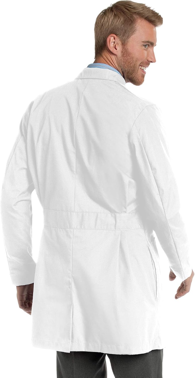 Landau Essentials Relaxed Fit 3-Pocket 4-Button Mid-Length Lab Coat for Men 3163: Clothing, Shoes & Jewelry