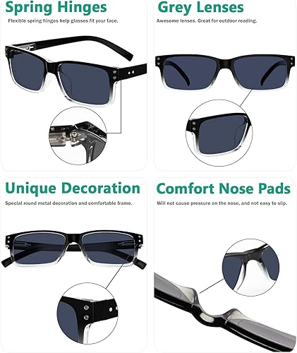 Vista 14 de Eyekepper Vintage Reading Glasses for Men - 5 Pack Spring Hinges Classic Readers