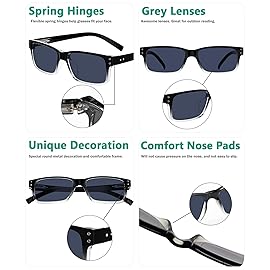 Eyekepper Vintage Sunglasses for Men - 5 Pack Grey Tinted Lens Glasses +0.00