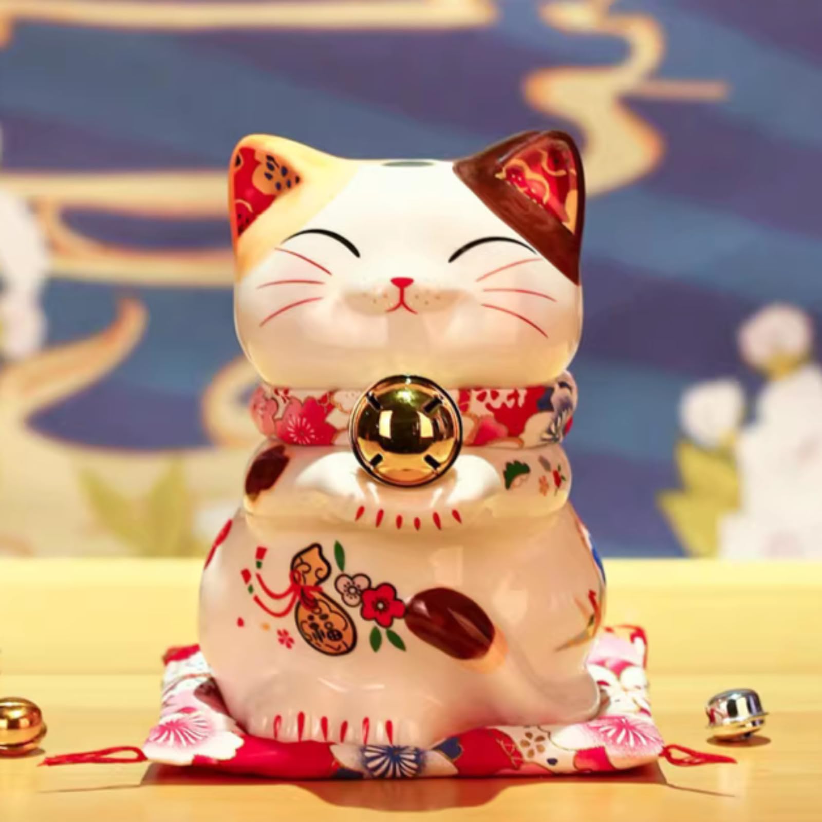Statue Feng Shui chat Fu Cat en céramique pour embellir votre chambre