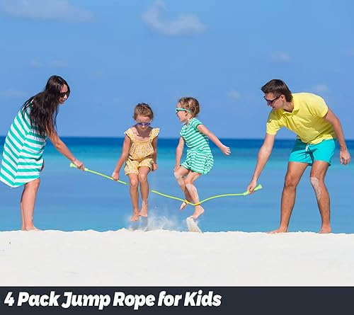 Miniatura 7 de Cuerda de saltar para niños, paquete de 4 cuerdas de salto de PVC suaves y duraderas para niños, niñas, estudiantes, deportes al aire libre,