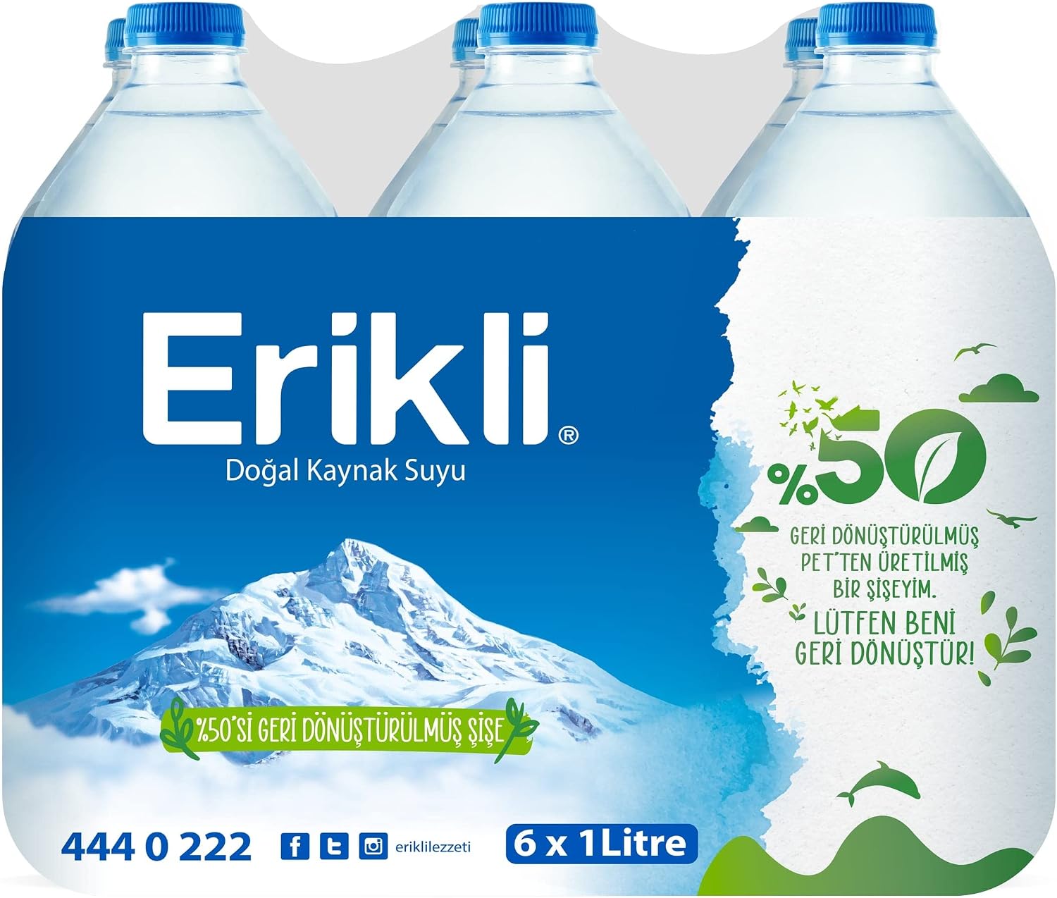 Erikli Doğal Kaynak Suyu Pet Şişe 6x1 L