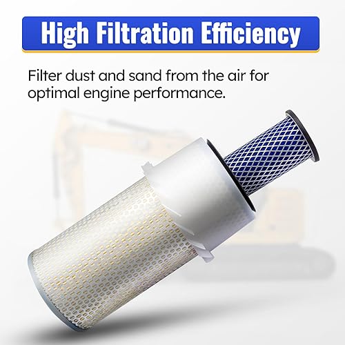 Miniatura 4 de 6598362 6598492 Filtro de aire interior exterior para cargadores Bobcat 641, 643, 645, 741, 743, 751, 753, 763, 773, 7753, 843, 853, 1213, S130,