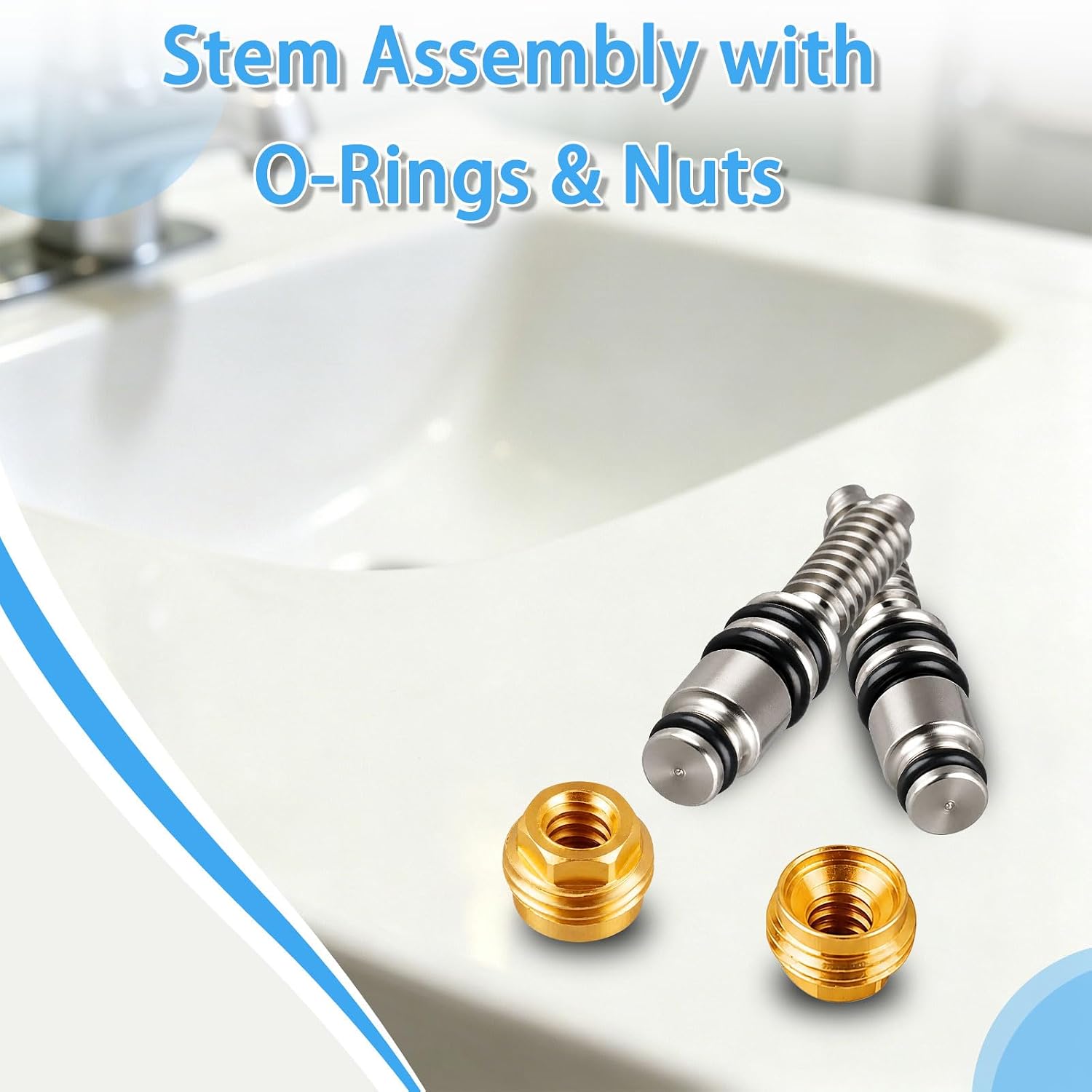 RP50366 Replacement for Delta Faucet Stem Assembly with O-Rings and Nuts - Set of 2 Inegral Stop Assembly