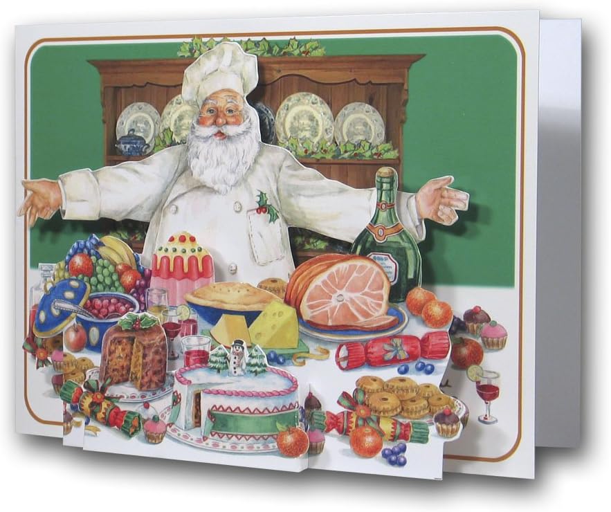 Festive Feast - Pictoria Press 3D Pop Up Christmas Greeting Card - Father Christmas Chef