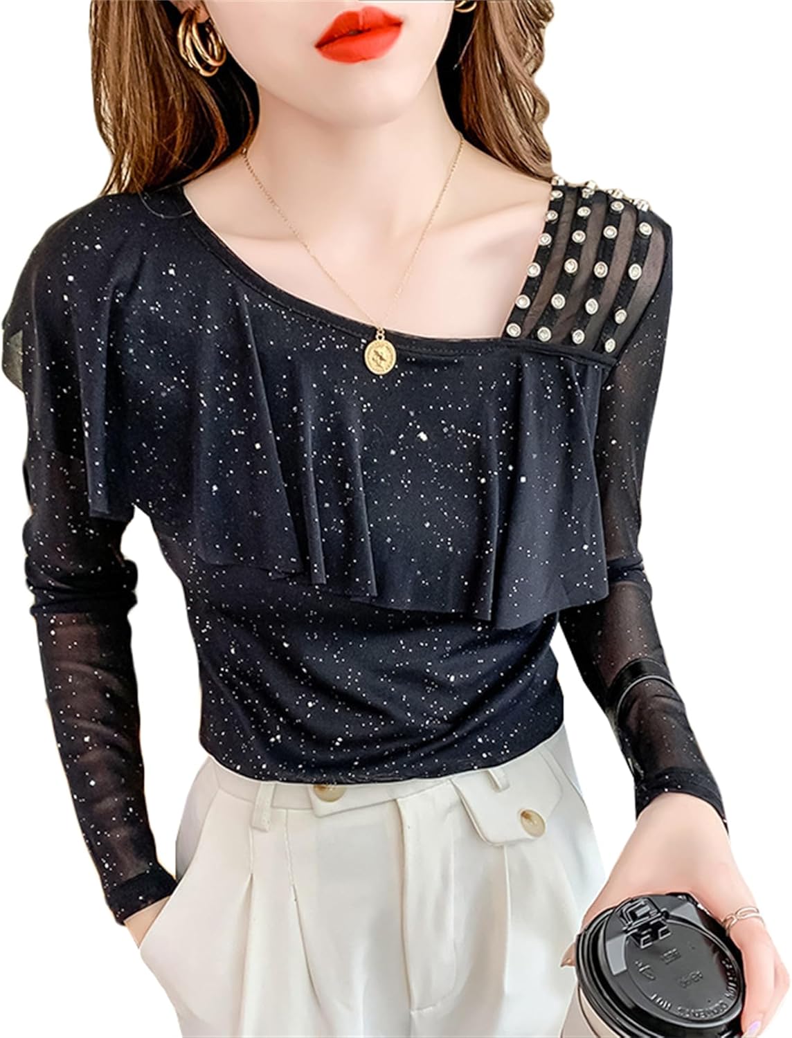 社交ダンス★ダンス★新品★インナー★丸襟長袖★肌色★フリー 社交ダンス衣装 ダンスウェア インナー 長袖 ラウンドネック