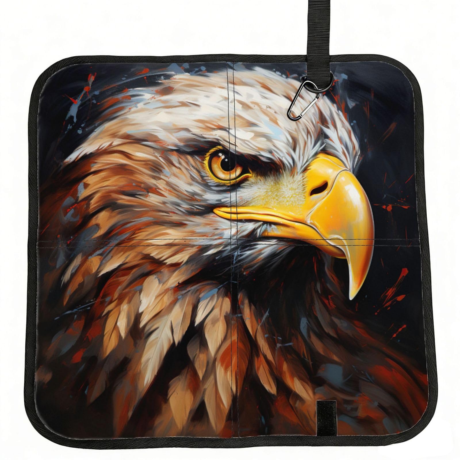 DIEzig eagle Printed Compact Foldable Sitting Pad Oxford Base, Portable Cushion for Fishing Sports Events