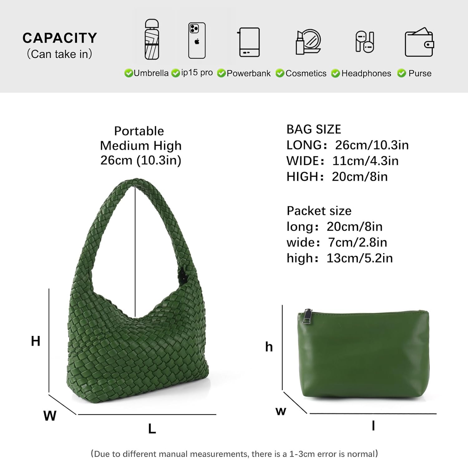 Woven Handbag for Woman Vegan Leather Shoulder bag and Purse Small Fashion Shopper Totes Ladies Underarm Bags - Image 4