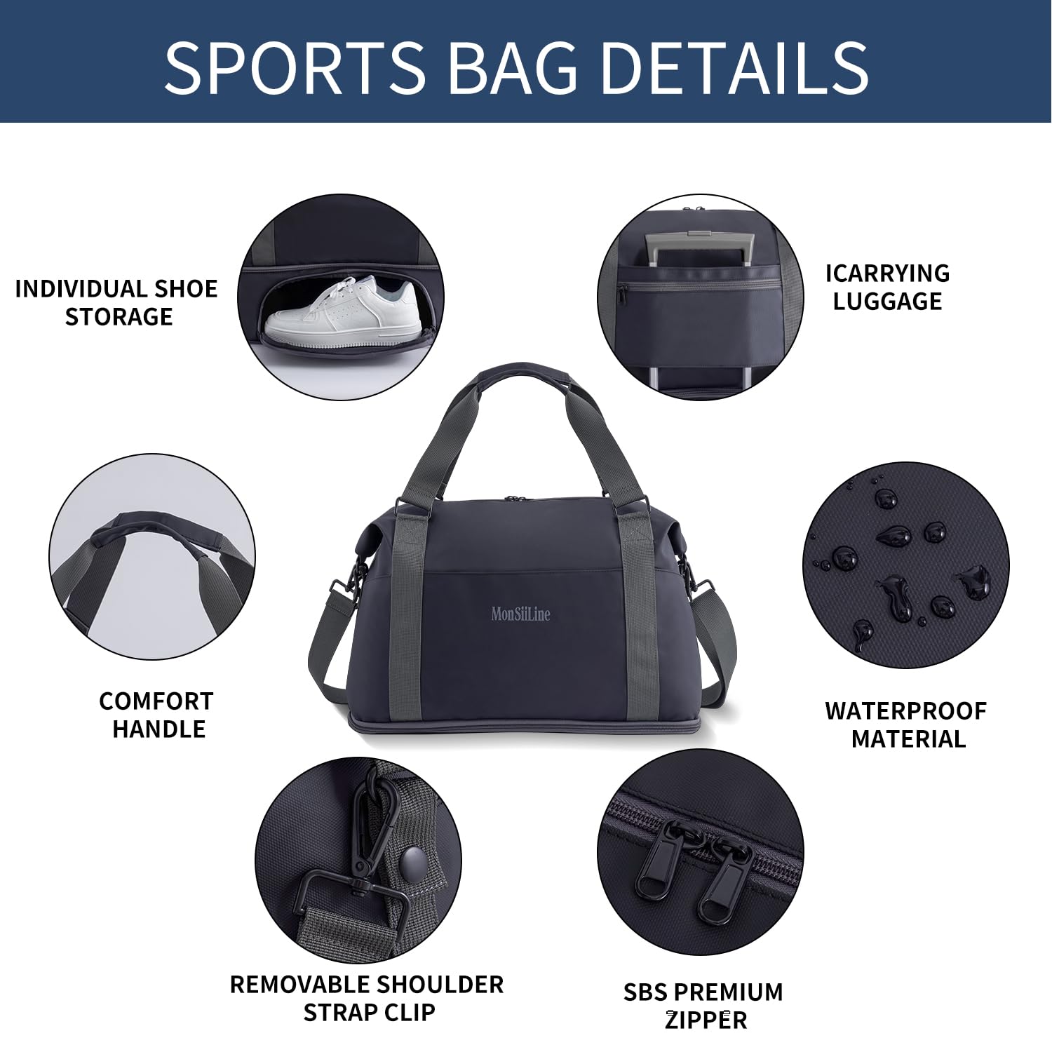 Foldie - Bolsa de viaje expandible, bolsa de gimnasio con compartimento para zapatos, bolsas de entrenamiento para gimnasio con correas, bolsa de viaje para fin de semana durante la noche