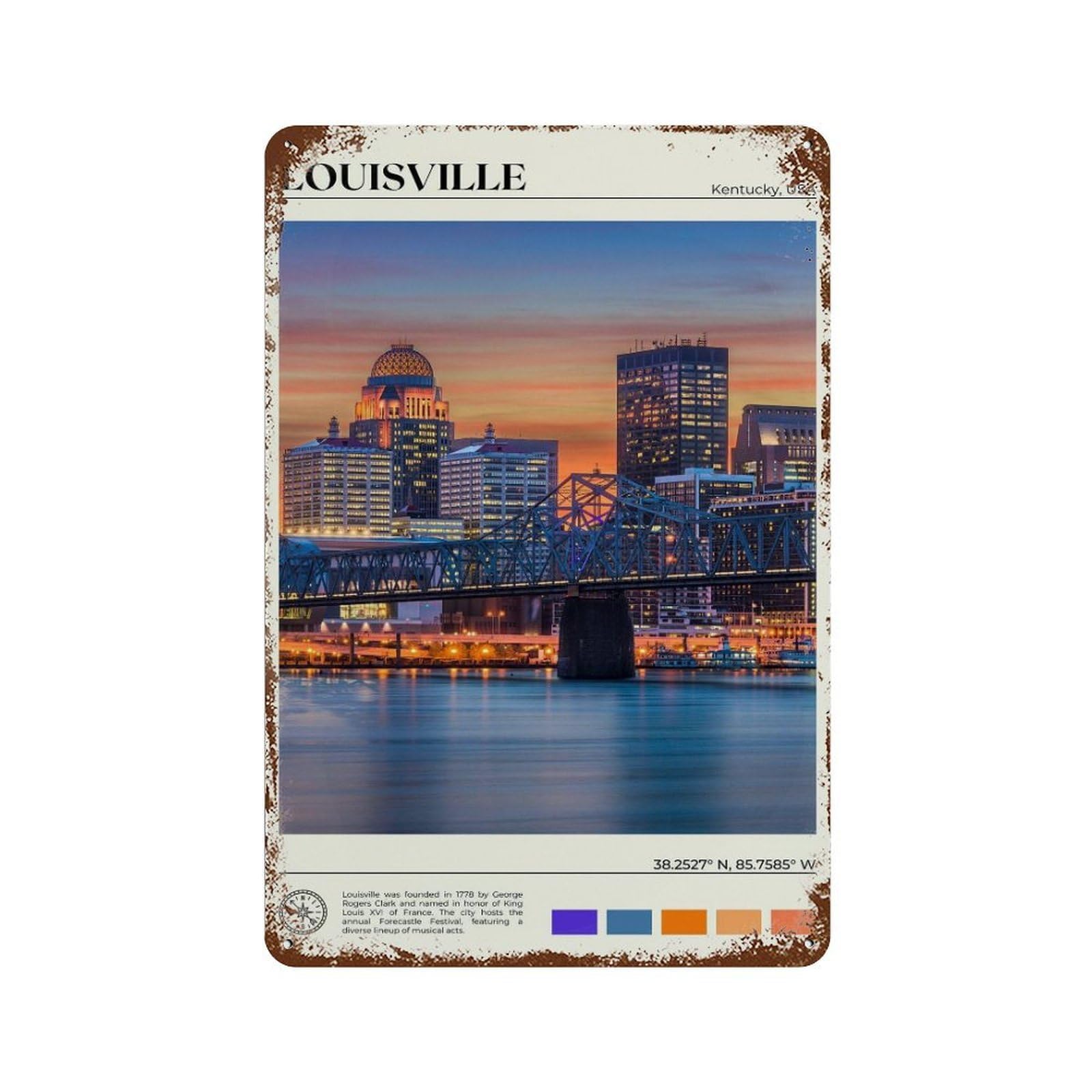 xiaoxiaoshen Real Photo Louisville Decor Wall Decor Art Metal Tin Poster Modern Home Decor Art Home Bar Shop Decorations Vintage Sign 30x20cm