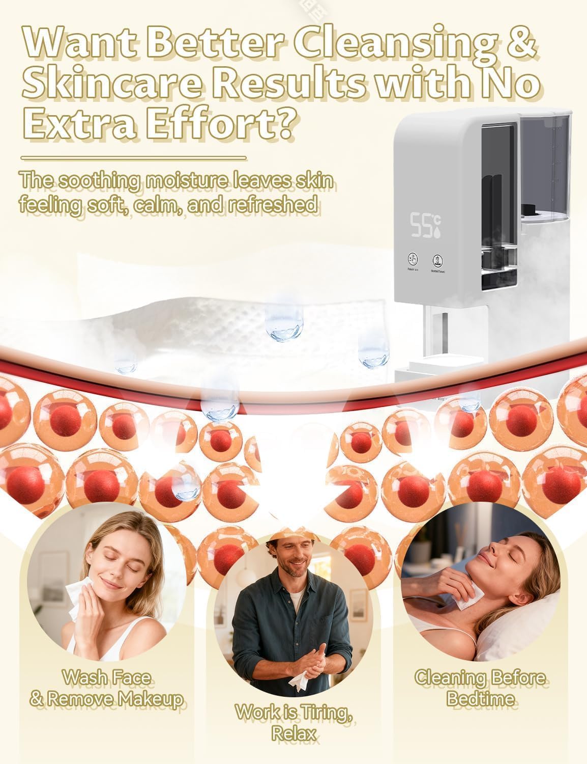 Dispensador automático de toallas calientes con 100 toallas comprimidas de 55 °C, calentador de toallas portátil de calentamiento rápido para el hogar, spa, salón, cuidado facial y uso de regalo
