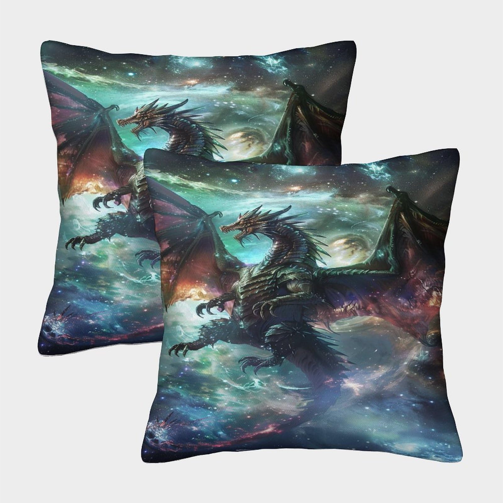TNFHSOFT Dragon Cushion Cover 2 Pack Decorative Machine Washable Pillowcases Square Pillow Cases with Invisible Zipper Cushion Covers For Livingroom Sofa Bedroom Throw Pillow Cases 45x45cm