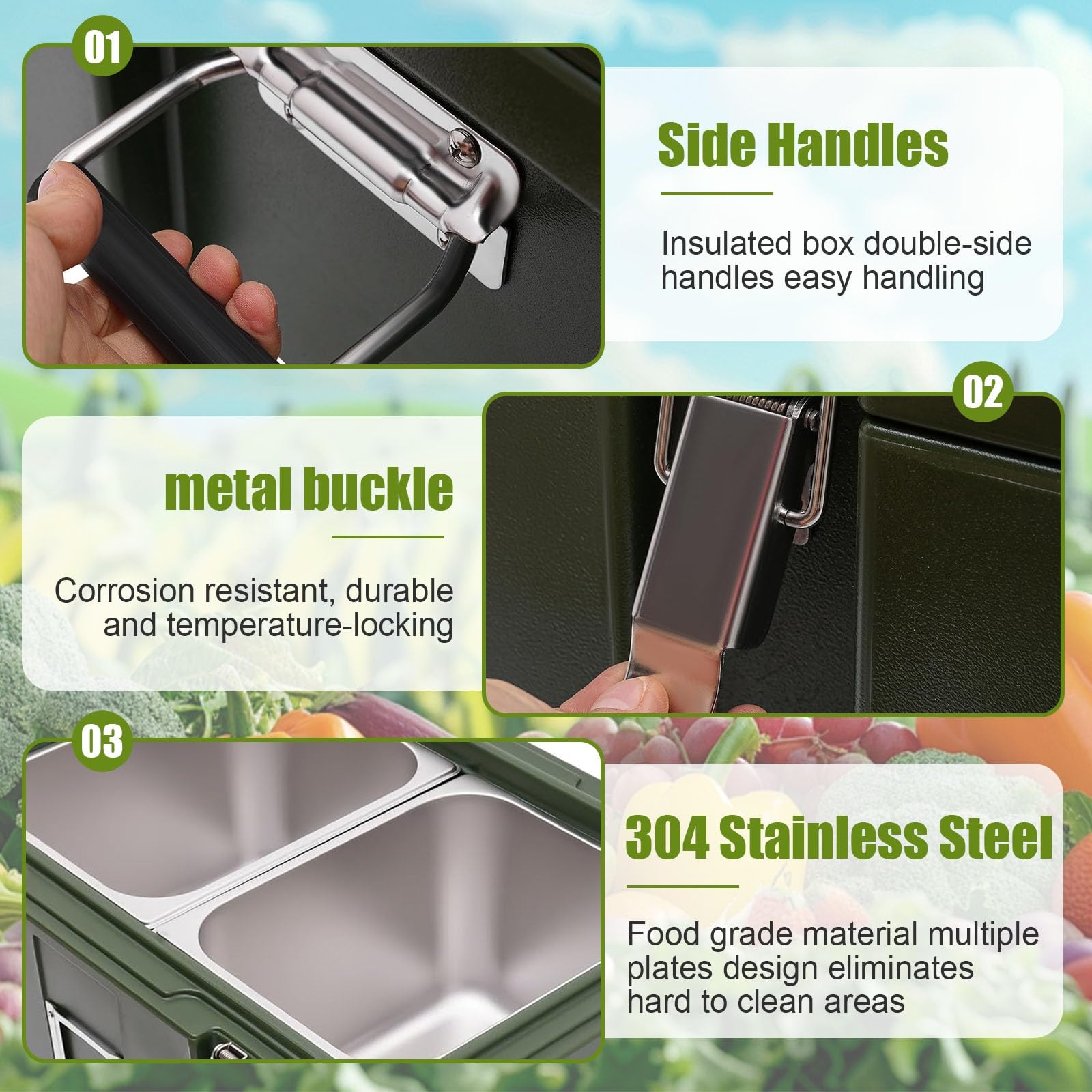 Caja Isotérmica Alimentos Contenedor Caliente Y Frío, Transporte Comida Caliente, Caja Térmica Profesional Para Catering Y Restaurantes, Gran Capacidad Alimentos(2 pans)