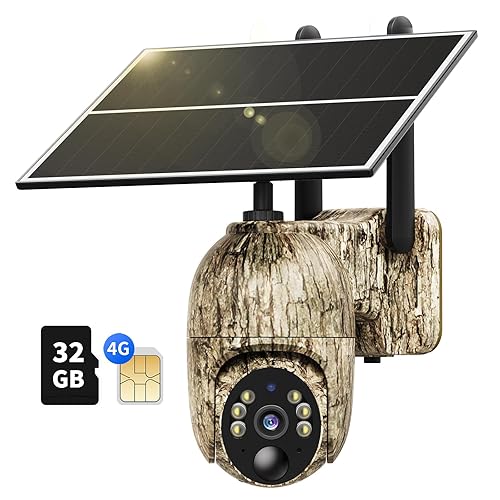 Immagine del prodotto NUASI Fotocamera da Caccia 4G e Scheda SIM, 2K Video in diretta Telecamera con Pannello Solare + 32GB SD Scheda, 360° PTZ Fototrappola Infrarossi Invisibili, Audio a 2 Vie, Rilevamento Animali, IP66