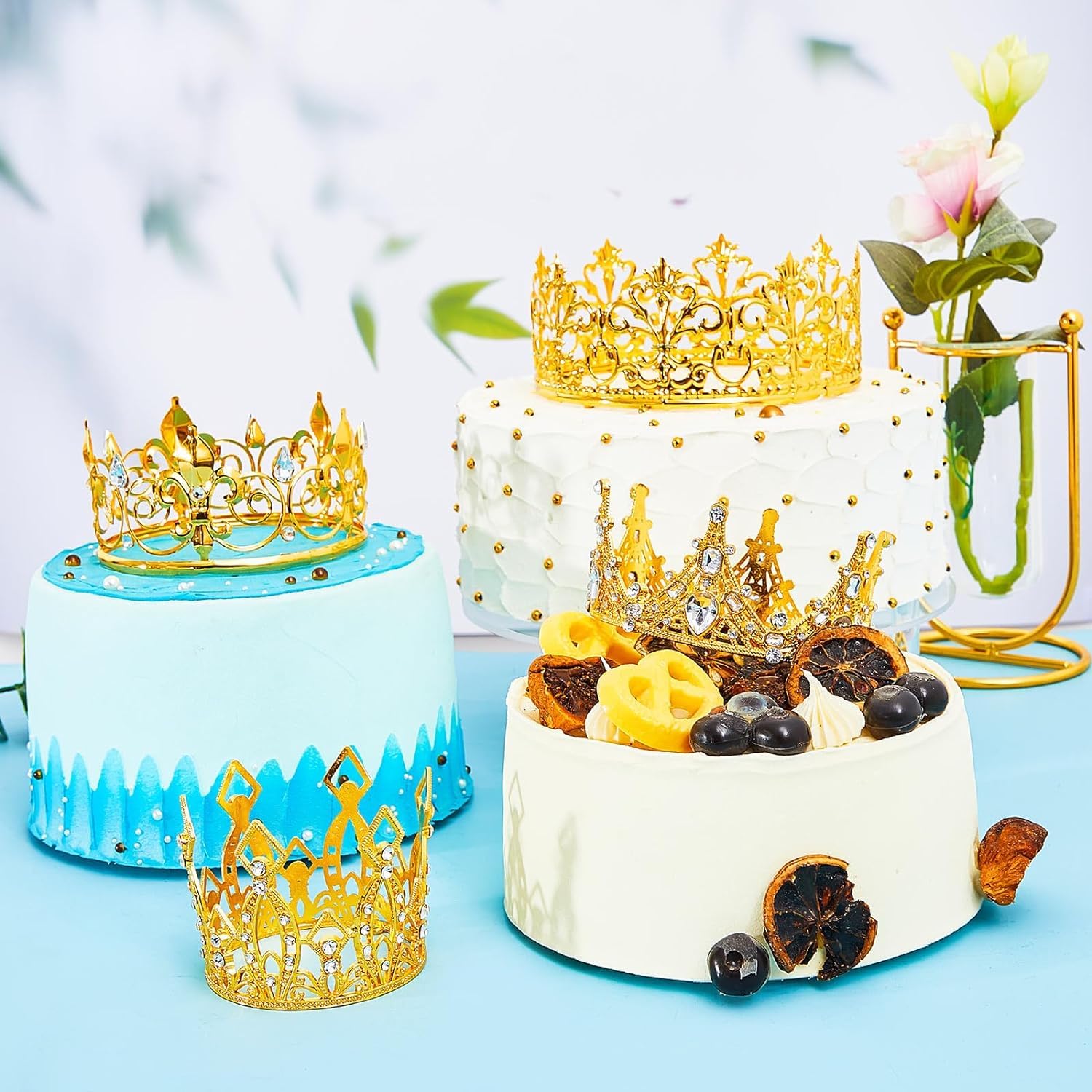 4 Stück Prinzessin Kronen Cake Topper - Silberne Tortenaufsätze Für Geburtstag & Hochzeit