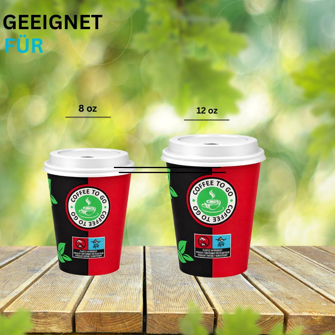 ENpack 1000 Deckel für Kaffeebecher 80mm/8cm Weiß - 0,2l/0,3l - Coffee To Go Deckel für Pappbecher - Kunstoff - Kaffe/Tee/Kakao/Latte Machiato/Cappuccino - Ideal für Unterwegs