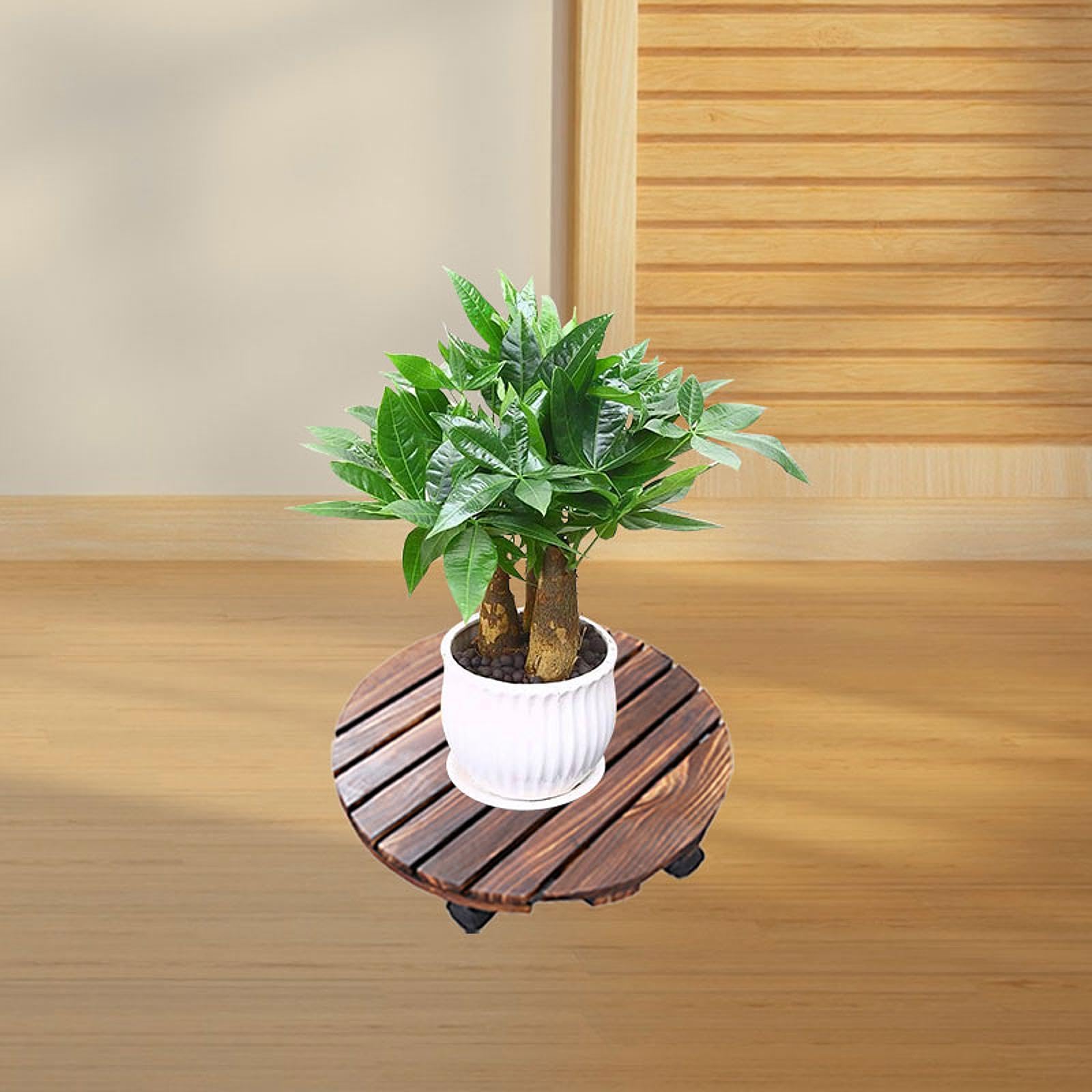 Baoblaze Support à roulettes en Bois pour Pot de Fleurs avec roulettes pivotantes pour Jardin intérieur et extérieur, 40 Cm