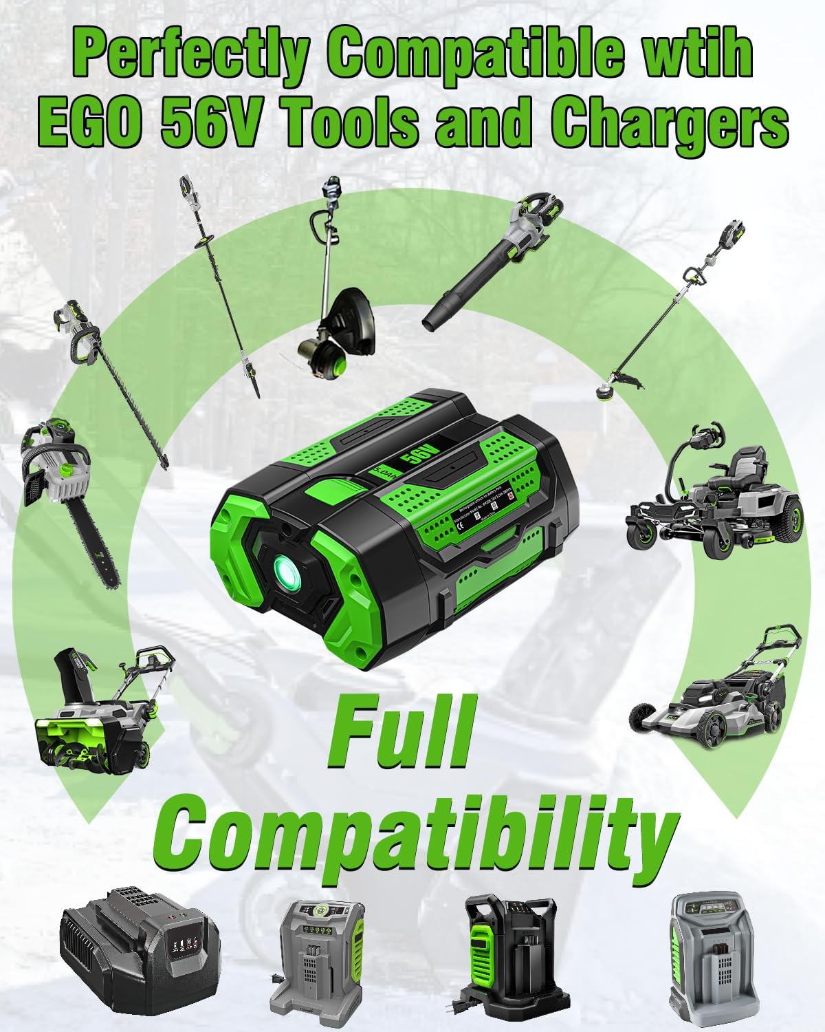 HOCHSTERN 5.0Ah Replacement for EGO 56V Battery Compatible with EGO 56 Volt Lithium-Ion Battery Power Tools - Image 6