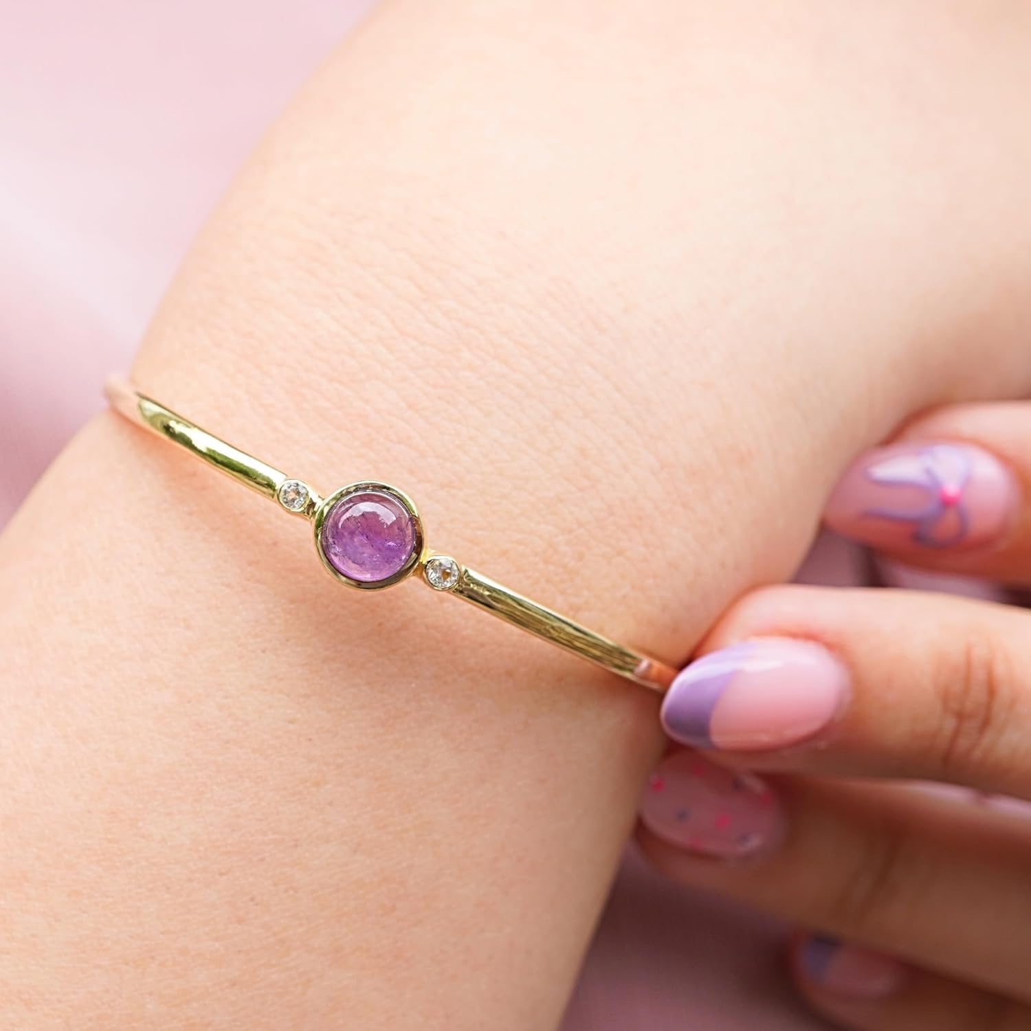 Bracelet for Women – 925 Sterling Silver 18K Gold Vermeil – Adjustable Round Shape Gemstone Bracelet – Elegant Handmade Jewelry Gift for Her, Dainty Gold Finish