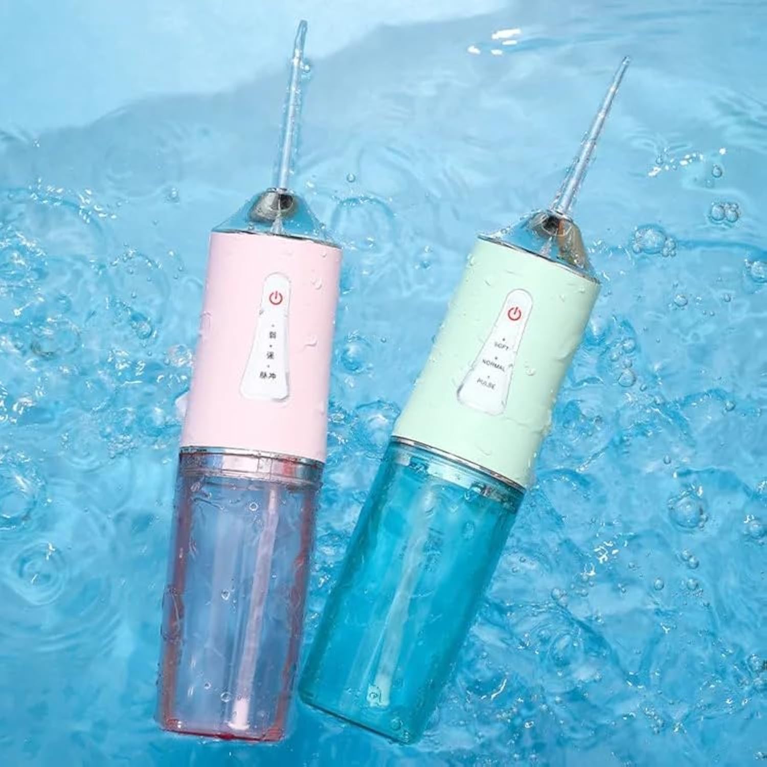 VIO® Water Flosser Cordless Portable Rechargeable Teeth Cleaner Professional Dental Oral Irrigator for Teeth With 4 Nozzle Tips and Multiple Water Pressure Modes for Home Travel (Green)