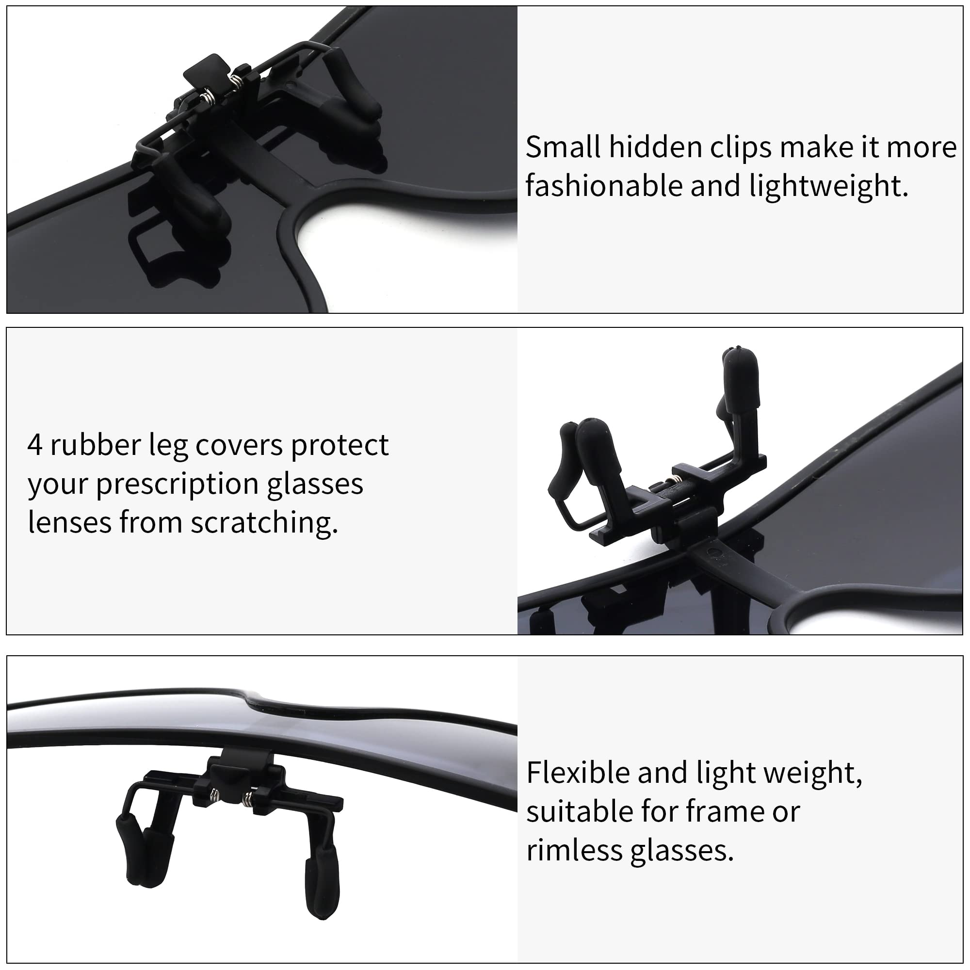 JM Clip Occhiali da Sole Polarizzata con Lenti Flip Up Senza Montatura per Occhiali da Vista…