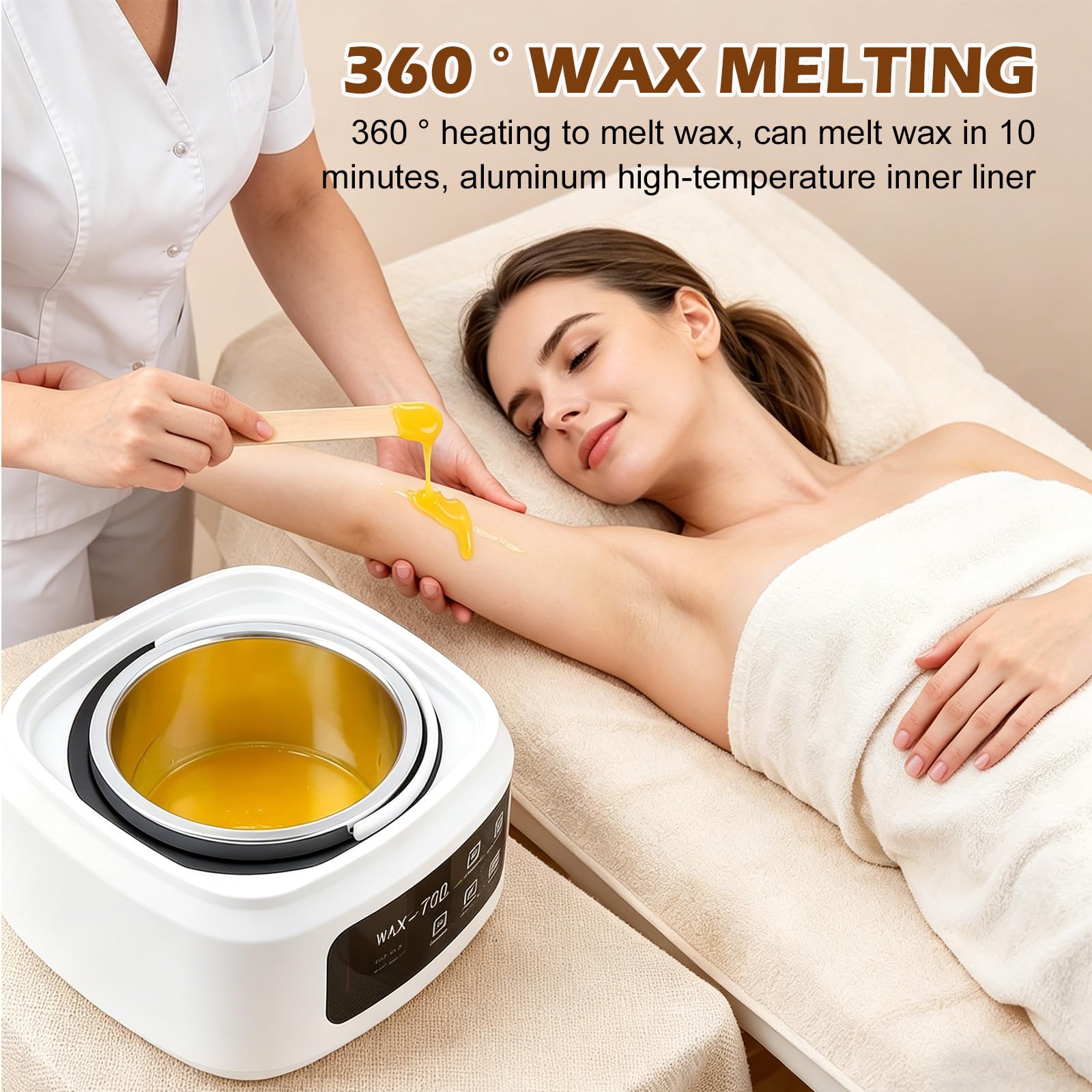 Wachswärmer, 500 Ml Wachsschmelzmaschine, 100w Automatische Temperaturregelung Warmwachs Haarentfernung, Weiß Haarentfernungs-Wachserhitzer Für Den Heimgebrauch Für Den Gebrauch Im Schönheitssalon