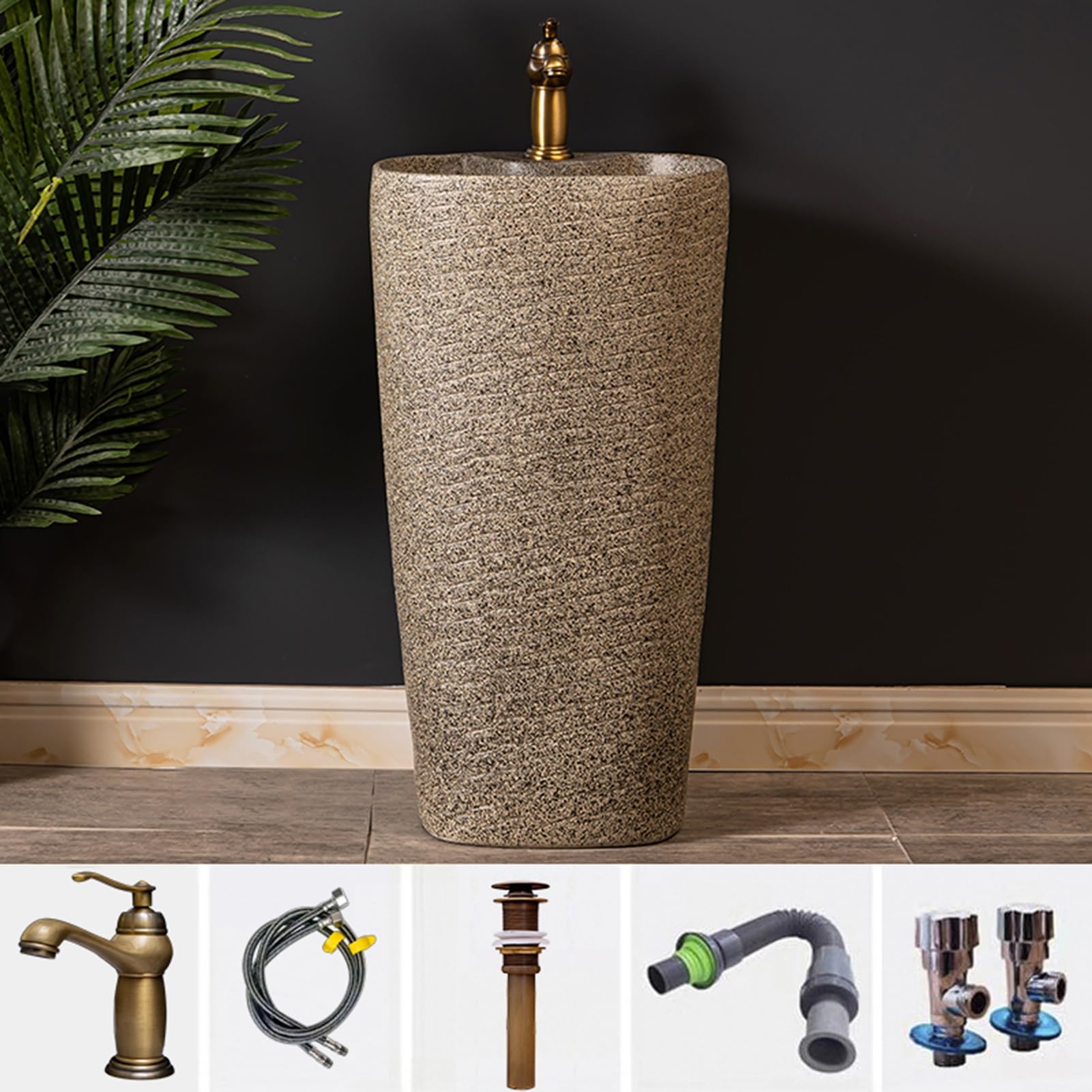 Lavabo Pedestal independiente de cerámica para baño, sobre encimera de suelo