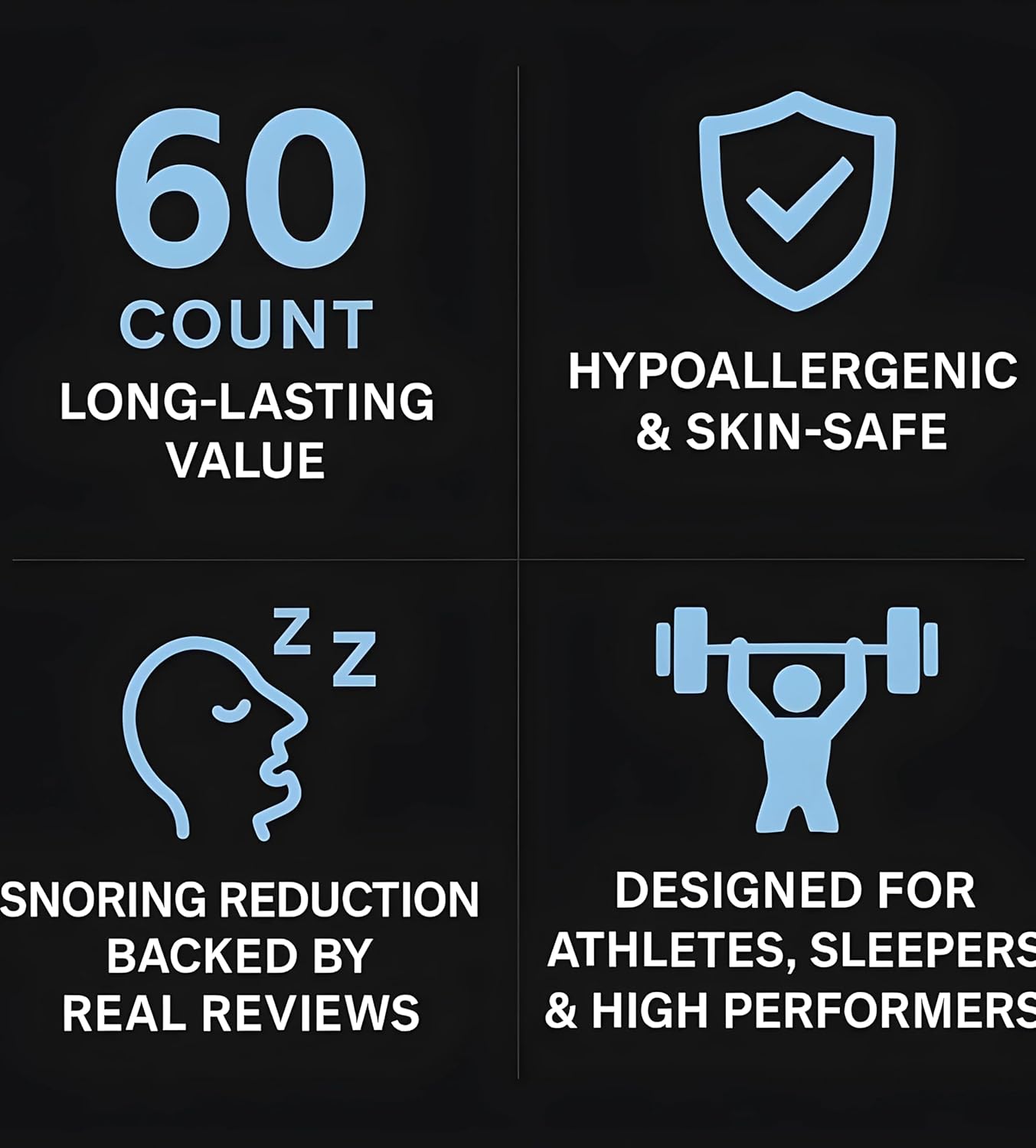 60 Pieces Nasal Strips for Snoring and Sleeping – Nose Strips for Breathing & Anti Snoring Solution – Comfortable Fit for Better Airflow, Nasal Strips for Breathing, Stop Snoring for Men & Women - Image 2