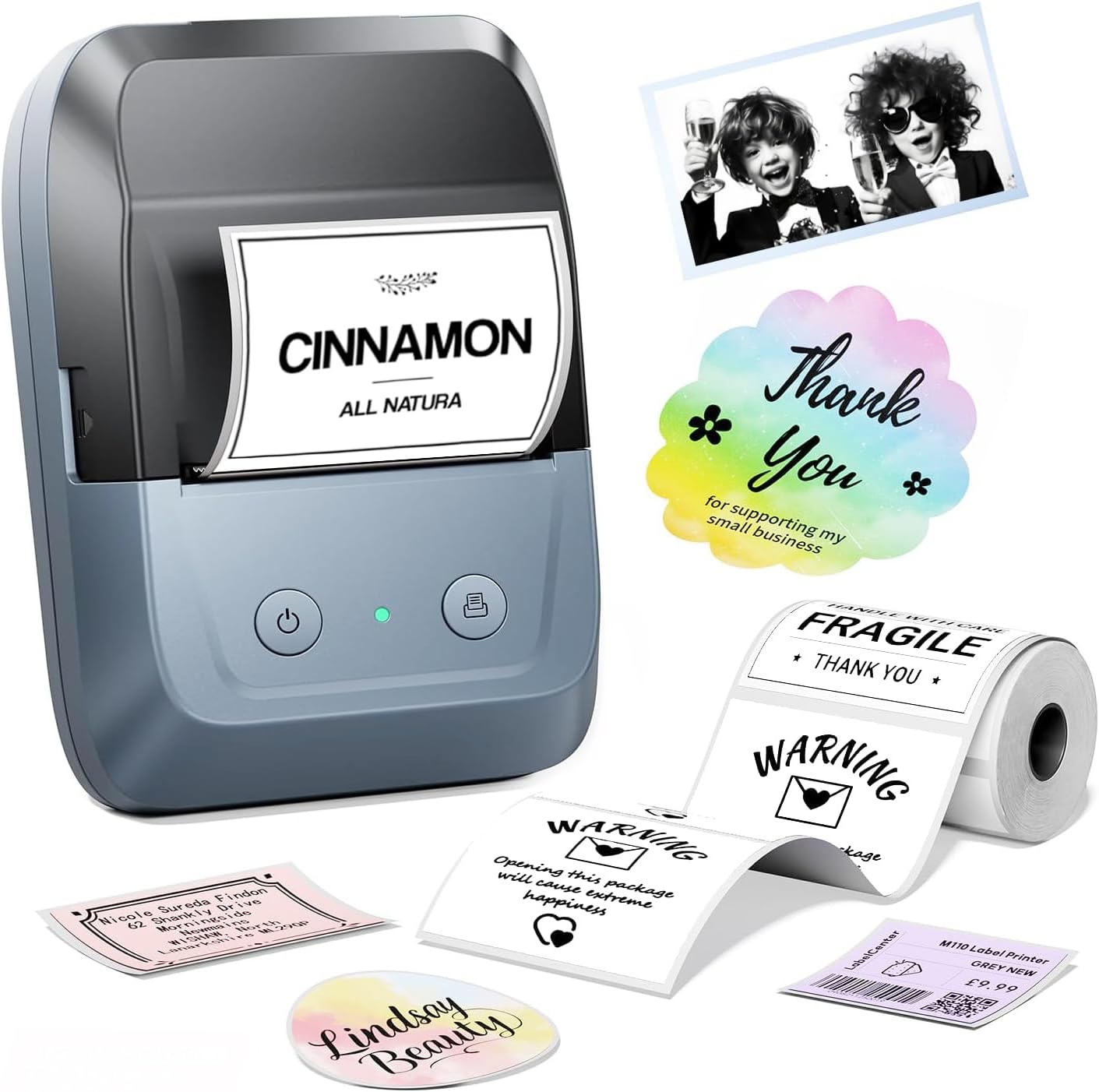 Memoking Label Maker Machine with Tape A42,Address Barcode Label Printer with 2000 Icons & 300 Fonts,Bluetooth Thermal Printer for Small Business,Home,School,Logo,Mailing,Bakery,Retail-Blue