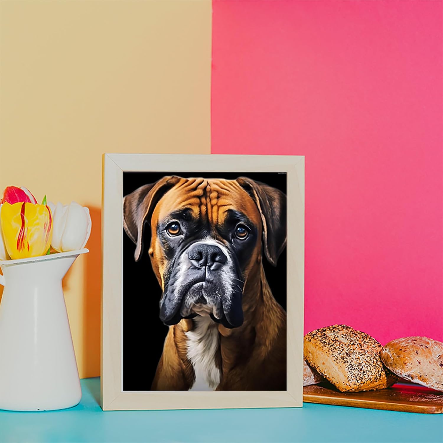 KAYEIUU Diamond Painting Kits for Adults Beginners, Cute Boxer Dog 5D Diamond Art Kits DIY Funny Boxer Dog Full Round Drill Gem Art Fall Home Wall Decor 12x16 inch
