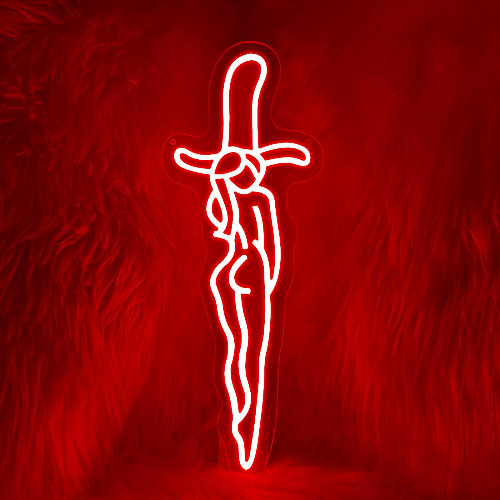 RuCvixkt Lady Sword Neon Signs, Dimmable Led Signs for Wall Decor, Janpanese Anime Lights for Man Cave Game Room Party Bedroom Living Room Bar Club Gift โ image 1