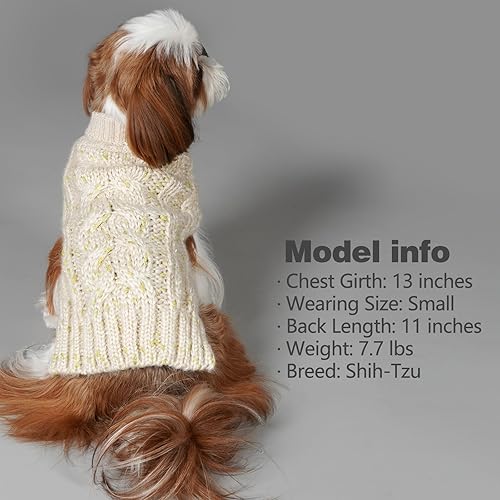 Miniatura 8 de kyeese - Suéteres de punto y cuello alto para perro, tejidos con hilo dorado, cálidos, para otoño e invierno.