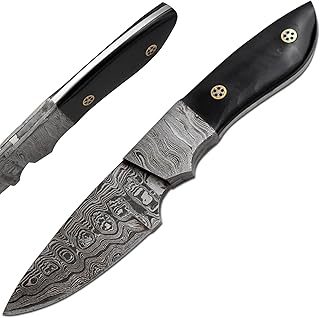 Wild Turkey Handmade 9-Inches Damascus Blade Fixed Blade Hunting Knife With Leather-Sheath