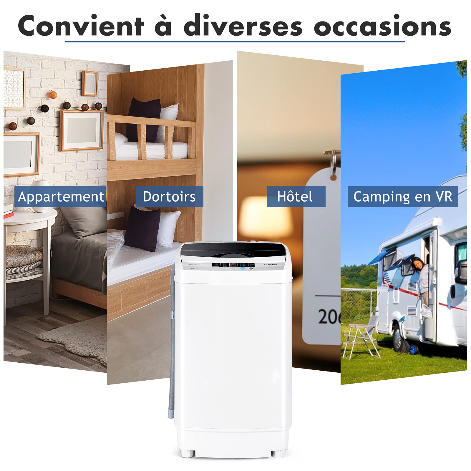 COSTWAY Lave-Linges, Machine à Laver Automatique avec 10 Programmes, Affichage LED, Capacité de Lavage 4,5 KG, Economie d’eau et d’Energie, 50 x 50 x 85 CM, Gris