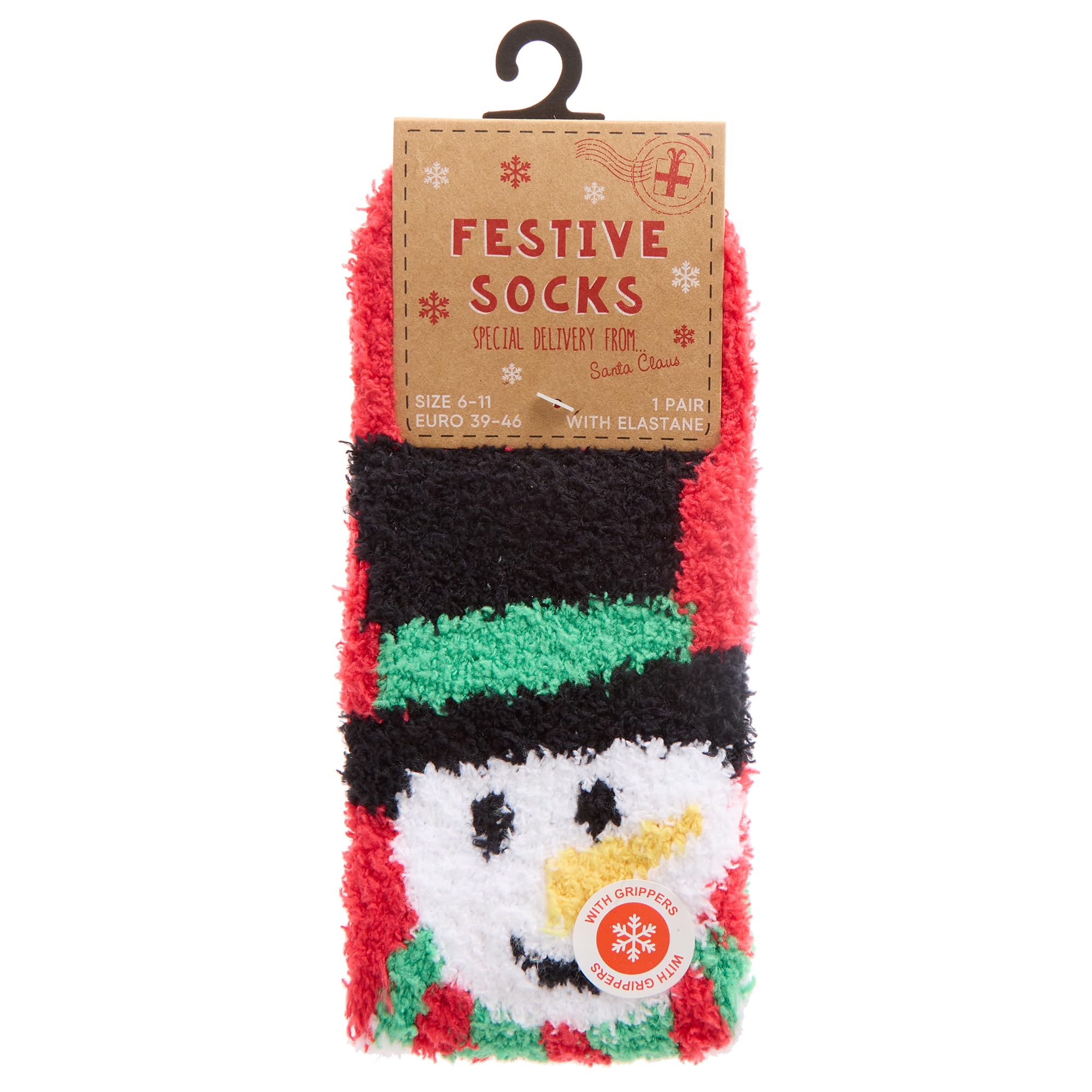 Metzuyan 1 Pair Mens Xmas Cosy Socks Christmas Characters Warm Lounge Socks Non Slip Grippers Size 6-11 Snowman