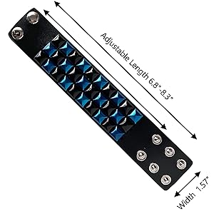 Amazon.com: Towefuur Color 3 Row Pyramid Stud Wristband Punk