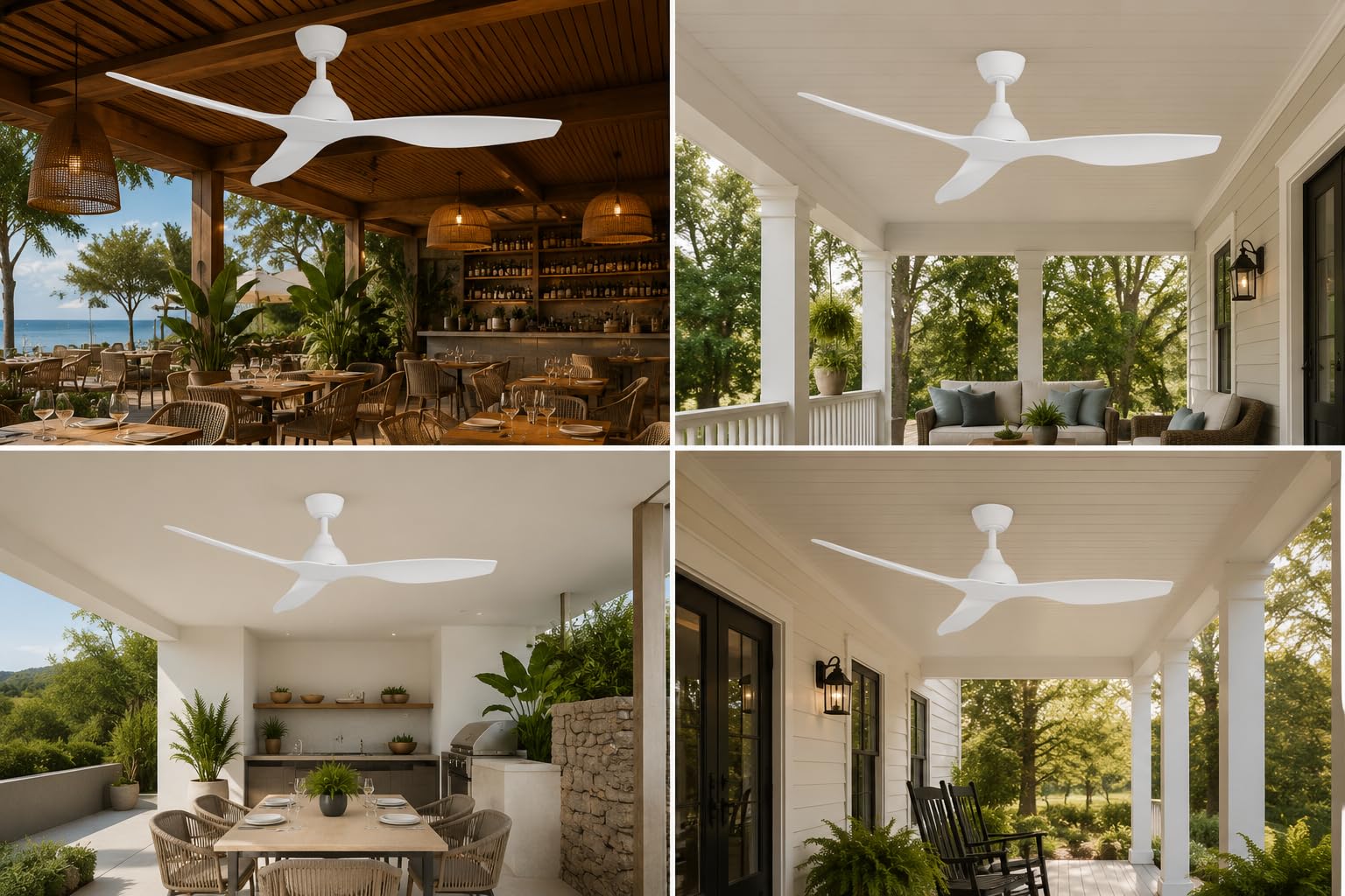 VENTILADOR DE TECHO SIN LUZ SILENCIOSO ASPAS 132CM BLANCO 30 W | 6 Velocidades | Ultra silencioso | Función Verano-Invierno | Temporizador | 3 Aspas | 132 de Diámetro | Motor DC