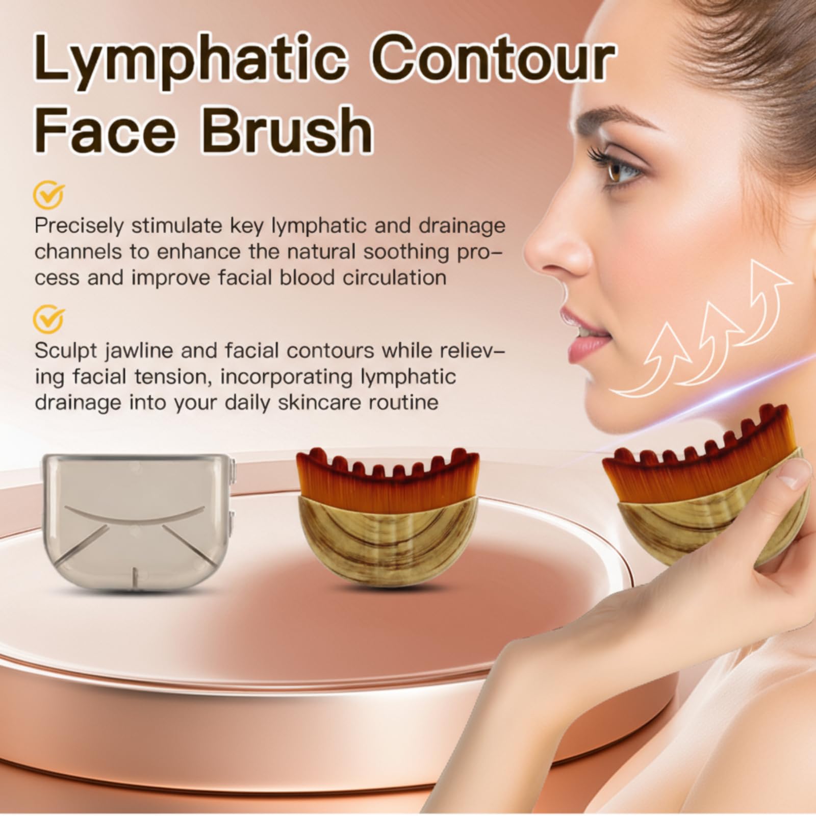 2 x lymphatische Kontur-Gesichtsbürste mit Gua-Sha-Werkzeug, Trockenbürsten, Gesichtsbürste, Lymphdrainage-Massagegerät für Gesicht, Kinn und Kieferpartie, Formgebung und Linderung von Müdigkeit