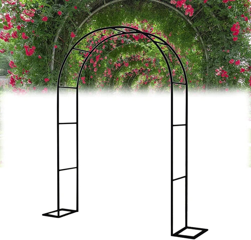Black Metal Garden Arbor Arch, Steel Frame Garden Arch for Climbing Plants, Roses, Great for Backyard, Lawn, Patio, Courtyard, Wedding Decorations,White,W3.5M*H2.2M