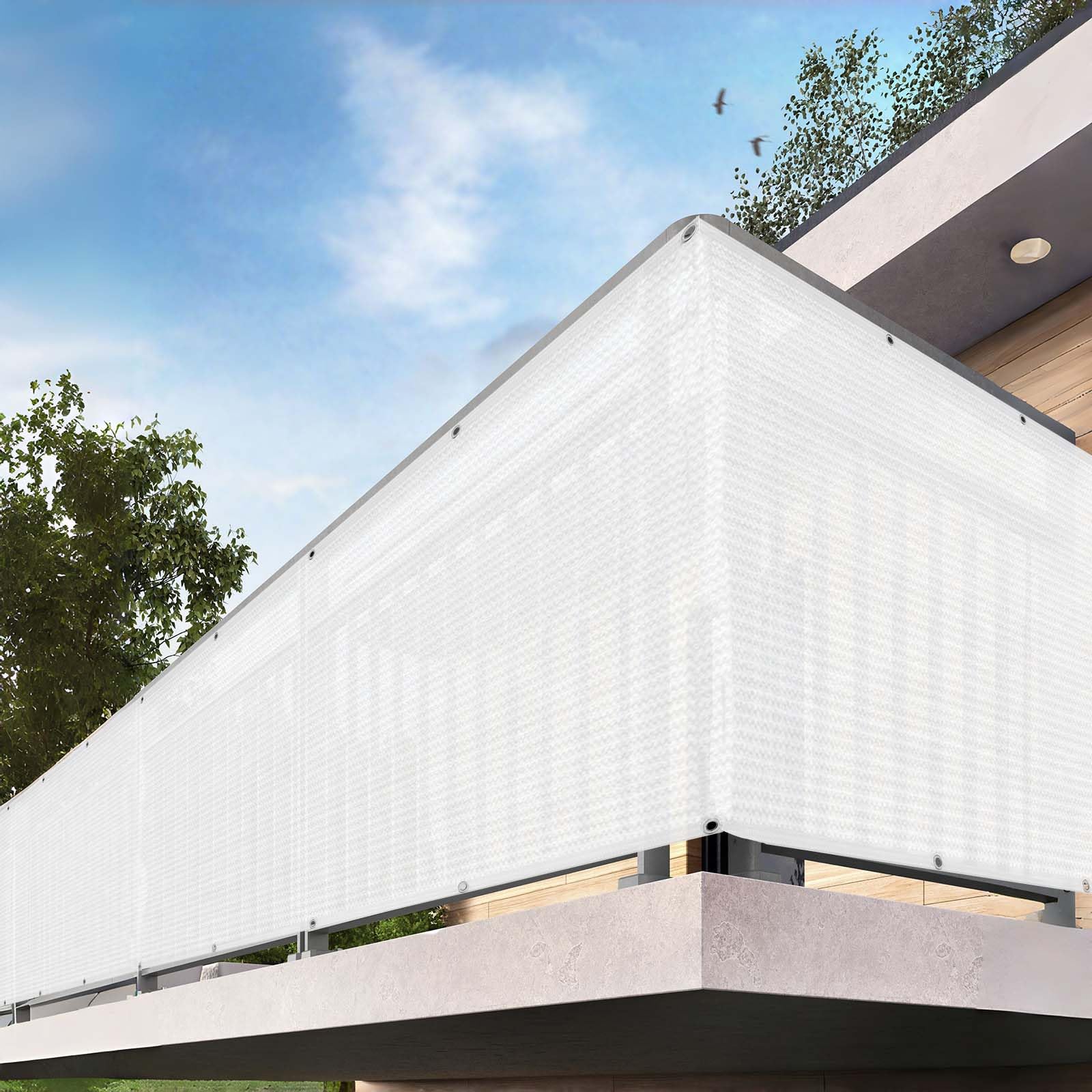 Brise vue pour balcon blanc 62 x 355 cm protection solaire HDPE