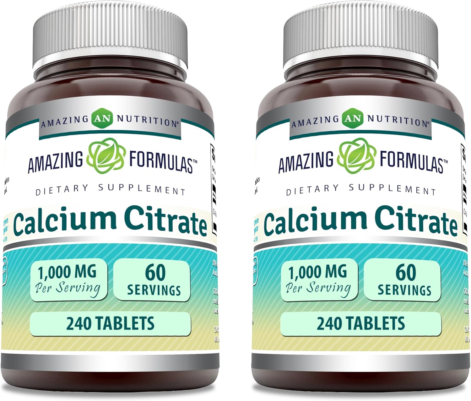 Amazing Formulas Calcium Citrate Supplement | 1000 Mg | Tablets | Non-GMO | Gluten Free | Made in USA (2 Pack, 240 Count)