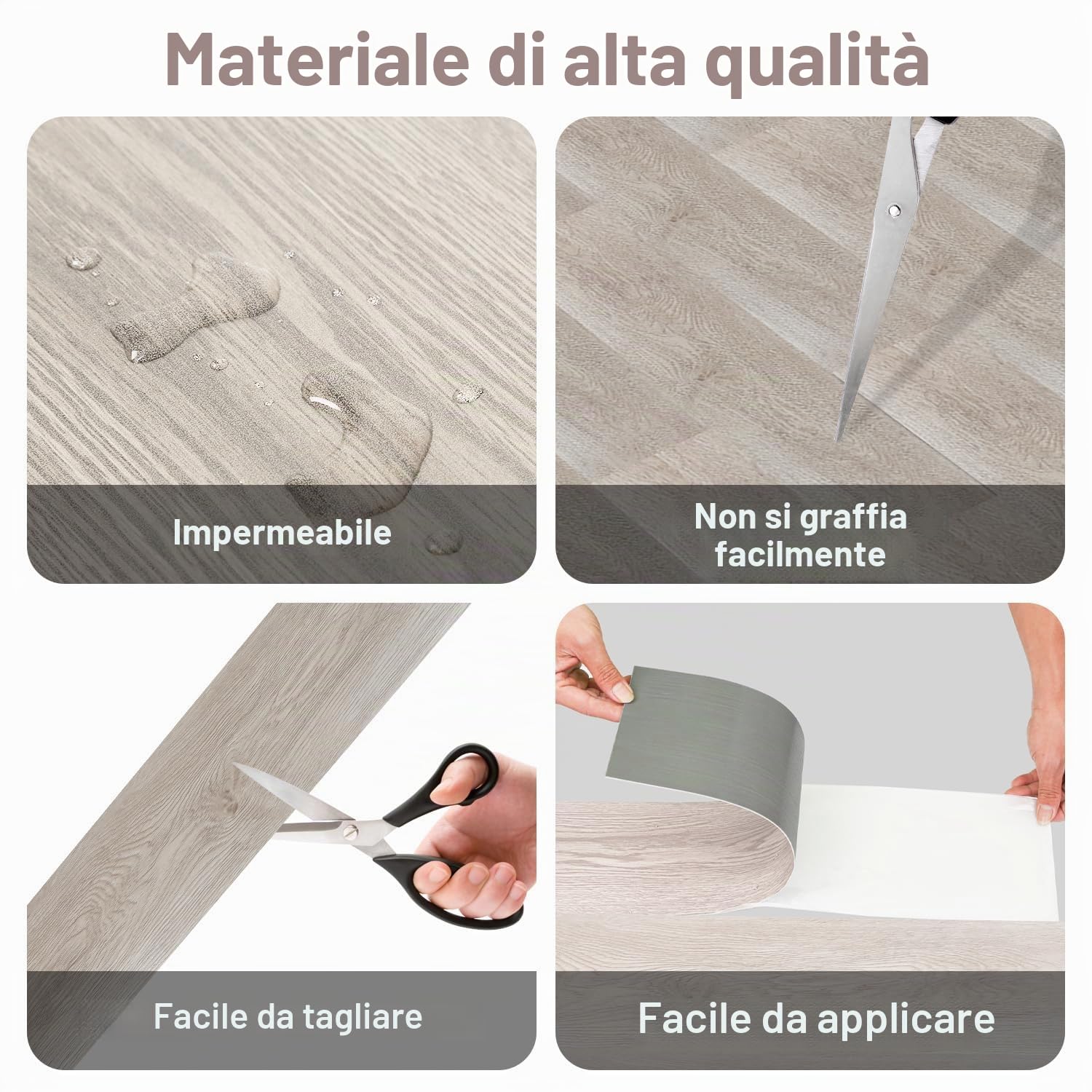 Rivestimento per pavimento in PVC autoadesivo, 91,5 cm x 15,2 cm x 1,5 mm, 10 m²/70 piastrelle, impermeabile, effetto legno, per cucina, bagno, rovere bianco