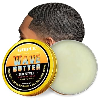 Goiple Wave Butter 360 Wave Grease for Men - Wave Butter for Layered Waves, Moisture, Control and Silky Shine - All Natural Wave Cream with Shea Butter and Beeswax for Wolfing 3.5 OZ