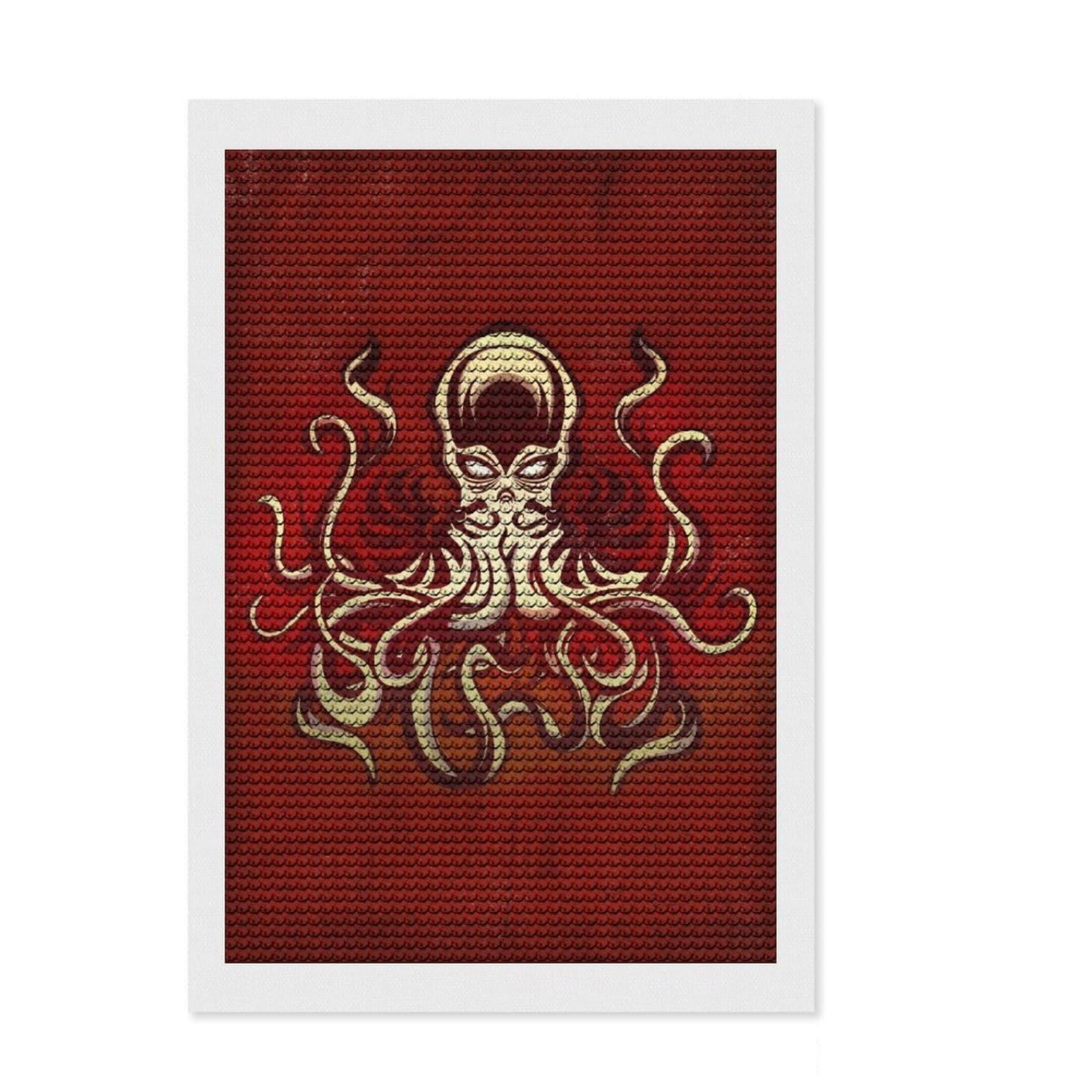 Junmoney Cthulhu in The Dark 5D Diamond Painting Kit 8"x12", for Women, Farmhouse Decor, Boho Decor, Thoughtful Present, Relaxing DIY