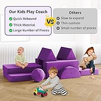 Vista 35 de 12 sofás modulares de juego para niños con 2 bolas y túnel, sofás de juego para niños pequeños para sala de juegos, sofás modulares para juego