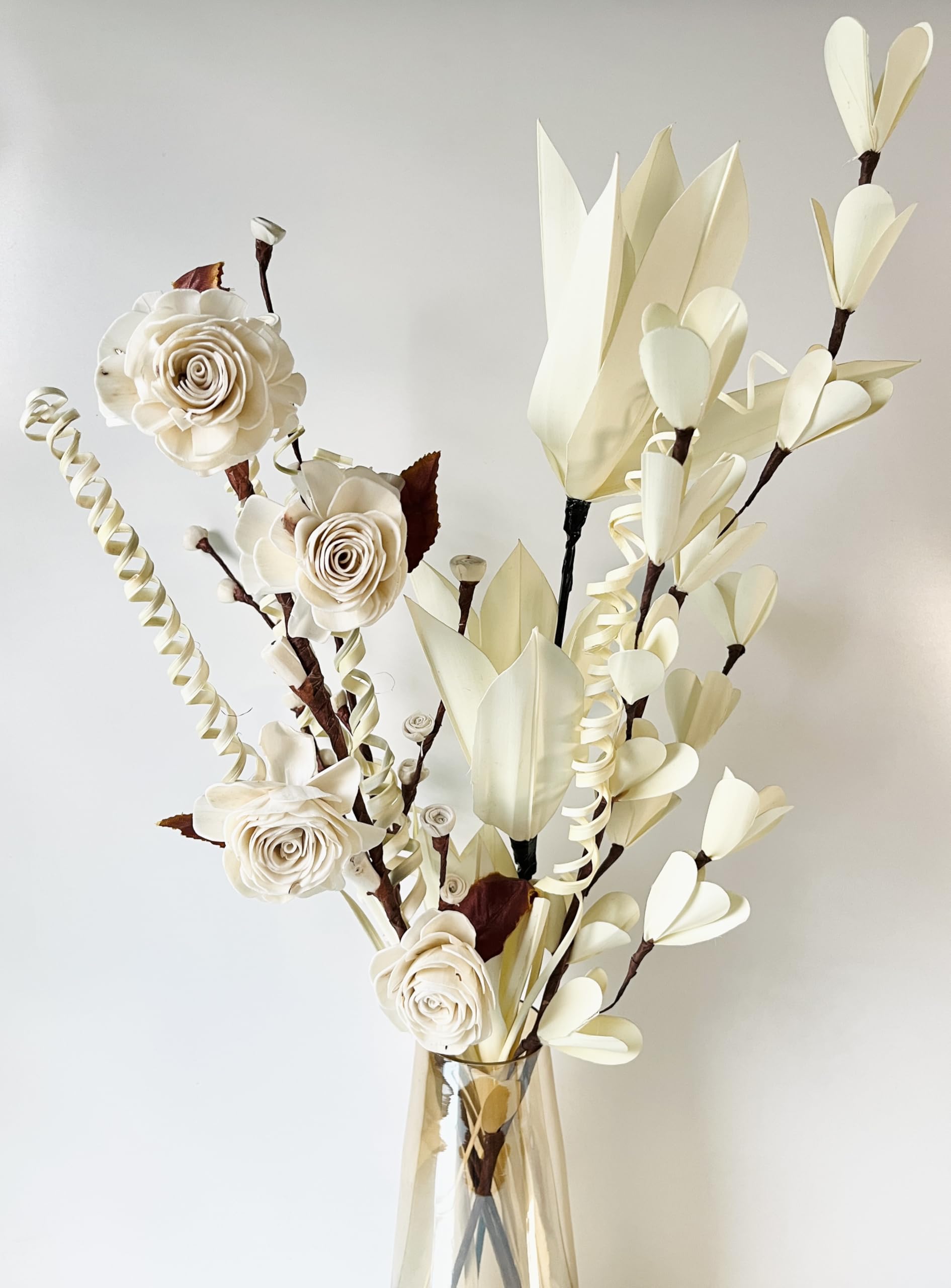 Natural Dried Flower Bunch with Palm Leaf for Home Décor | Handmade Dried Flowers for Living Room, Office & Gifting (Without Vase/Pot)-image-25